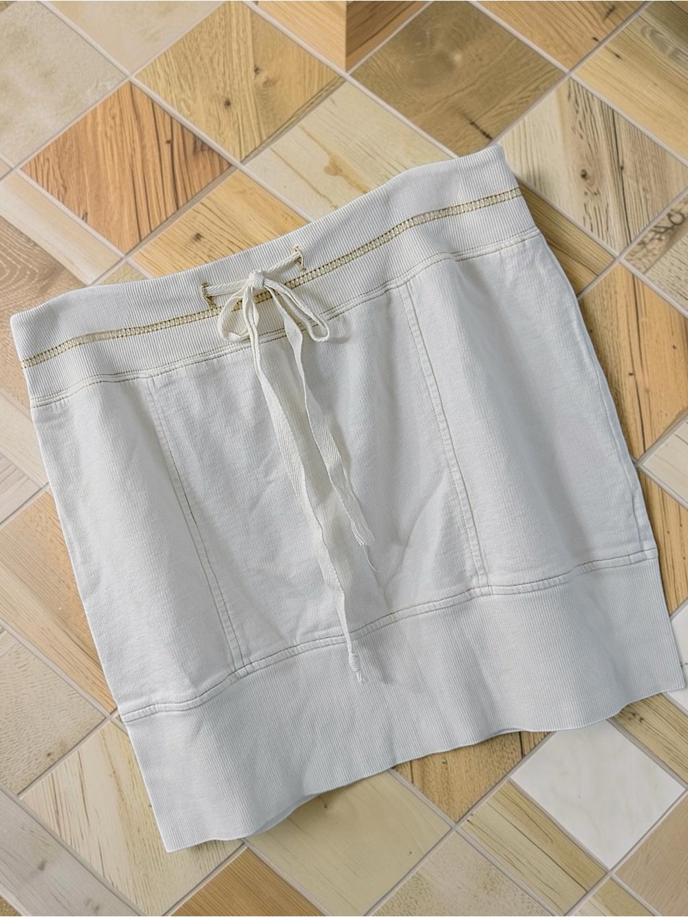 Ivy Jane Off White Drawstring Cotton Skirt L